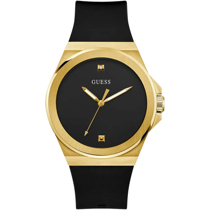Guess Men's Watch - Quartz Yellow Gold Case Black Silicone Rubber Strap | GW0790G1 ,
