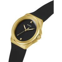 Guess Men's Watch - Quartz Yellow Gold Case Black Silicone Rubber Strap | GW0790G1 ,