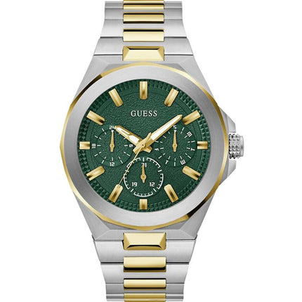 Guess Men's Watch - Dashboard Multi-function Green Dial Two Tone Bracelet | GW0798G3 ,