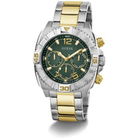 Guess Men's Watch - Traction Rotating Bezel Green Dial Two Tone Bracelet | GW0800G1 ,