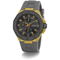 Guess Men's Watch - R2 Quartz Chronograph Black Dial Grey Silicone Strap | GW0803G1 ,