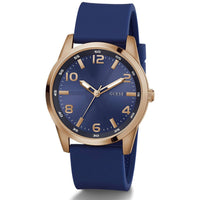 Guess Men's Watch - Monte Quartz Rose Gold Case Blue Silicone Strap | GW0805G3 ,