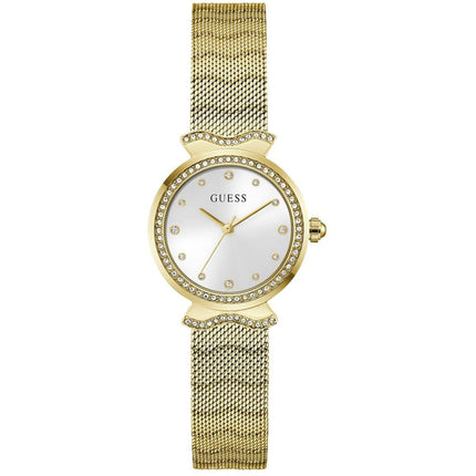 Guess Women's Watch - Mermaid Quartz Stone Bezel White Dial Bracelet | GW0866L2 ,