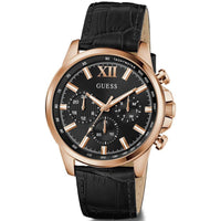 Guess Men's Watch - Walker Chronograph Rose Gold Case Black Dial Strap | GW0901G5 ,