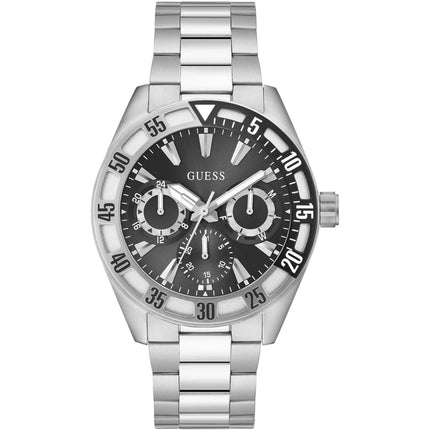 Guess Men's Watch - Letterman Chrono Black Dial Stainless Steel Bracelet | GW0904G1 ,