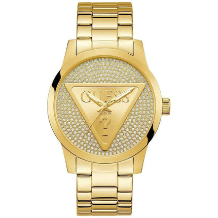 Guess Men's Watch - Badge Crystal Champagne Dial Yellow Gold Bracelet | GW0915G1 ,