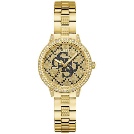 Guess Women's Watch - G Lace Crystal Champagne Dial Yellow Gold Bracelet | GW0944L2 ,