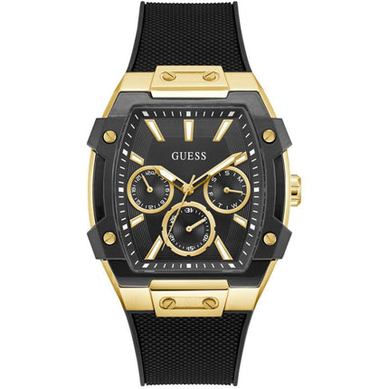 Guess Men's Watch - Phoenix Quartz Day-Date Black Dial Silicone Strap | GW0956G2 ,