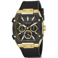 Guess Men's Watch - Phoenix Quartz Day-Date Black Dial Silicone Strap | GW0956G2 ,