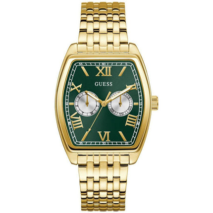 Guess Men's Watch - Quartz Green and Silver Dial Yellow Gold Bracelet | GW0975G2 ,