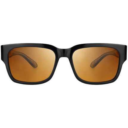 Bugatti Unisex Sunglasses - Black/White Gold Acetate Rectangular Shape Frame | 29-BK ,