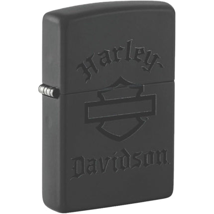 Zippo Windproof Lighter - Iconic Harley Davidson Logo Black Matte Finish | 46218 ,