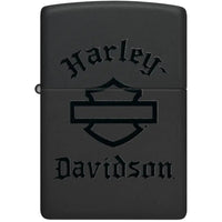 Zippo Windproof Lighter - Iconic Harley Davidson Logo Black Matte Finish | 46218 ,