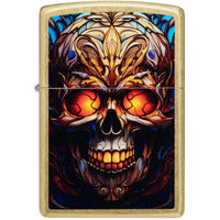 Zippo Windproof Lighter - Stained Glass Skull Design Classic Street Brass | 46715 ,