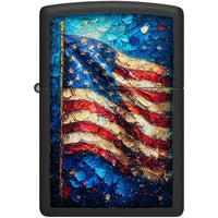 Zippo Windproof Lighter - American Flag Design Classic Black Matte Finish | 46718 ,