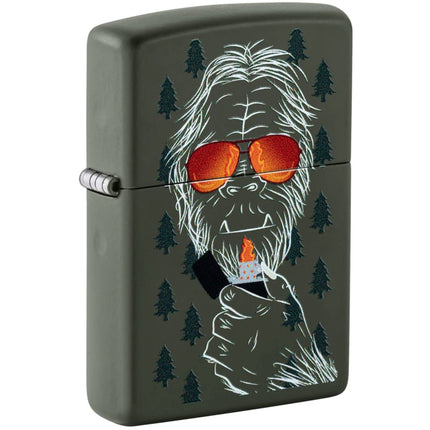 Zippo Windproof Lighter - Bold Zipsquatch Design Classic Green Matte Finish | 46720 ,