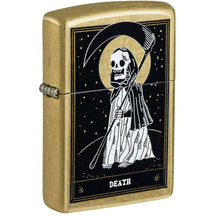 Zippo Windproof Pocket Lighter - Death Card Design Classic Street Brass Finish | 46722 ,