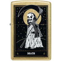 Zippo Windproof Pocket Lighter - Death Card Design Classic Street Brass Finish | 46722 ,