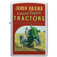 Zippo Windproof Pocket Lighter - John Deere Vintage Ad Design Satin Chrome | 46757 ,