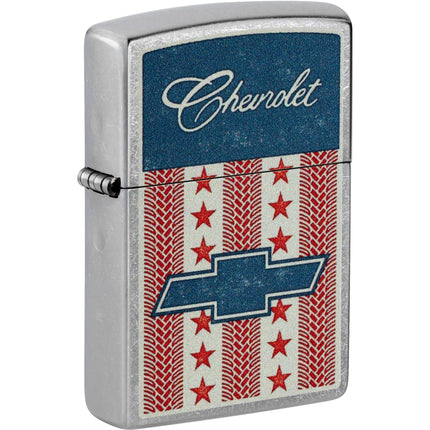 Zippo Windproof Lighter - Chevrolet Stars and Stripes Design Silver Finish | 46783 ,