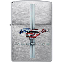Zippo Windproof Pocket Lighter - Ford Mustang Design Brushed Chrome Finish | 46791 ,