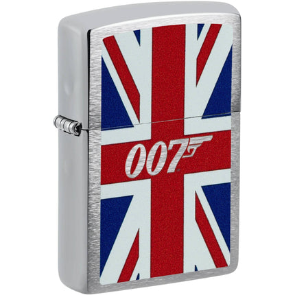 Zippo Windproof Pocket Lighter James Bond Union Jack Design Brushed Chrome | 46801 ,