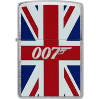 Zippo Windproof Pocket Lighter James Bond Union Jack Design Brushed Chrome | 46801 ,