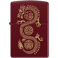 Zippo Pocket Lighter - Lucky Dragon Design Classic Merlot Metal Windproof | 46834 ,