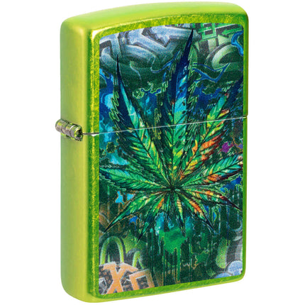 Zippo Pocket Lighter - Graffiti Leaf Design Classic Lurid Metal Windproof | 46846 ,