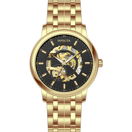Invicta Men's Watch Objet D Art Automatic Chrono Black Dial Yellow Gold Bracelet 69121 ,