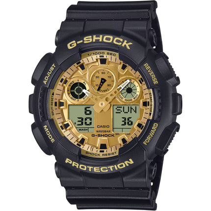 Casio Men's Watch - G-Shock Gold Tone and Grey Analog-Digital Dial | GA-100GGB-1A9CR ,