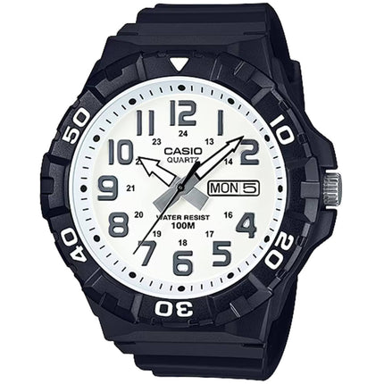 Casio Men's Watch - Rotating Bezel White Dial Black Resin Strap | MRW-210H-7AVCF ,