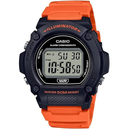 Casio Men's Watch - Digital Dial Black Case Orange Resin Strap | W-219H-4AVCF ,