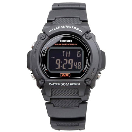 Casio Unisex Watch - Chronograph Black Digital Dial Grey Resin Strap | W-219H-8BVCF ,