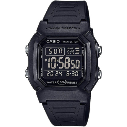 Casio Men's Watch Dual Time Black Digital Dial Resin Strap W-800H-1BVCF ,