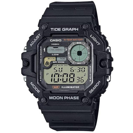 Casio Men's Watch - Moon Phase Digital Dial Black Resin Strap | WS-1700H-1AVCF ,