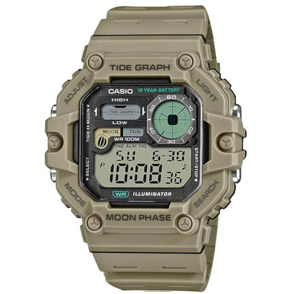 Casio Men's Watch - Moon Phase Digital Dial Brown Resin Strap | WS-1700H-5AVCF ,