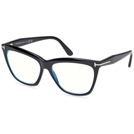 Tom Ford Women's Eyeglasses - Shiny Black Acetate Cat Eye Shape Frame | FT6064-B 56001 ,