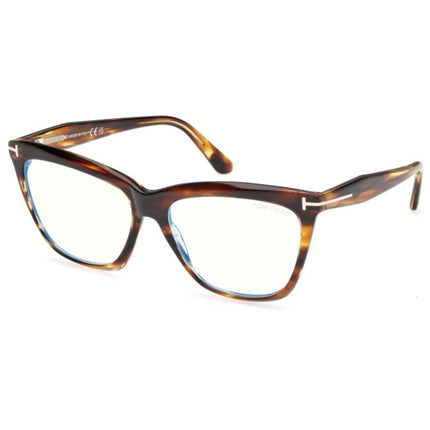 Tom Ford Women's Eyeglasses - Coloured Havana Acetate Cat Eye Frame | FT6064-B 56055 ,