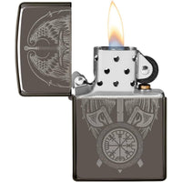 Zippo Windproof Pocket Light - Wings and Sword Design Black Ice Metal | 48069 ,