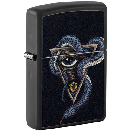 Zippo Windproof Pocket Lighter - Snake and Eye Design Matte Black Metal | 48651 ,