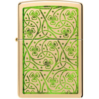 Zippo Windproof Pocket Lighter - Clover Design High Polish Brass | 48806 ,