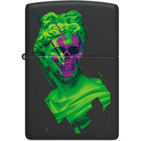 Zippo Windproof Lighter - Skull Hellenism Neon Green and Purple Bust Finish | 48812 ,