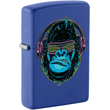 Zippo Windproof Lighter - DJ Neon Gorilla Design Royal Blue Matte Finish | 48842 ,