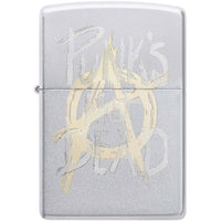 Zippo Windproof Lighter - Punk's not Dead with a Anarchy Symbol Satin Chrome | 48876 ,