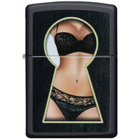 Zippo Windproof Lighter - Keyhole Suprise Design High Polish Black Finish | 49980 ,