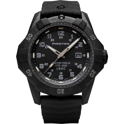 Protek Unisex Watch - USMC 250th Anniversary Edition Black Rubber Strap | 1011SF ,