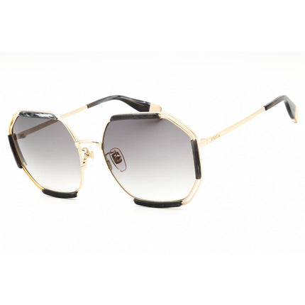 Furla Unisex Sunglasses - Shiny Rose Gold Metal Full Rim Oversized Frame | SFU785 0300 ,