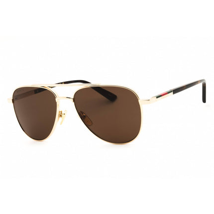 Gucci Unisex Sunglasses - Gold and Havana Metal Aviator Full Rim Frame | GG1962S 002 ,