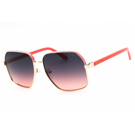 Guess Unisex Sunglasses - Pink Metal Rectangular Gradient Smoke Lense | GU00107 74B ,